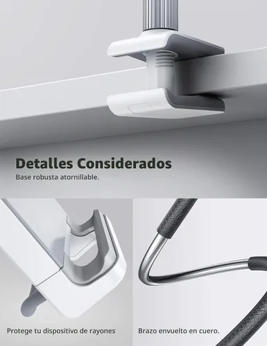 Vista 6 de Lamicall Soporte para tablet de cuello de cisne: soporte flexible para tableta con clip de brazo para cama, soporte de escritorio, compatible
