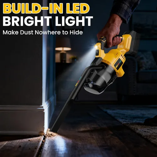 Vista 8 de Aspiradora inalámbrica para batería Dewalt de 20 V, aspiradora de mano ligera 5 en 1 con potente motor de 500 W, aspiradora de mano portátil de 46