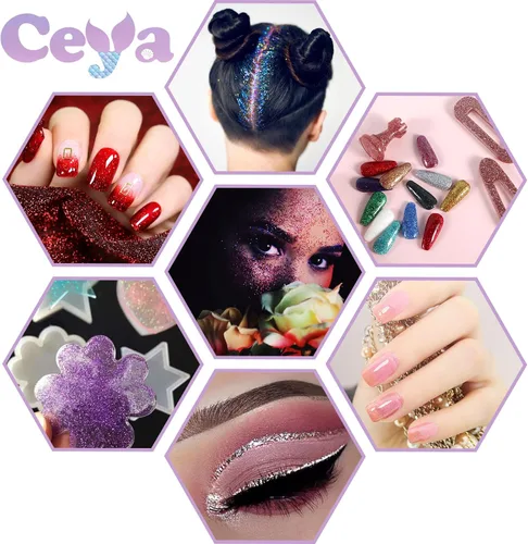 Vista 5 de Ceya Polvo de purpurina ultra fina de 3.8 onzas/110g, Admiral Blue Crafts Glitter de 1/128 pulgadas, 0.008 pulgadas, 0.2mm para slime, resina epoxi