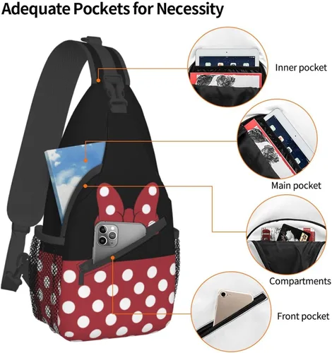 Vista 4 de Bolso bandolera de dibujos animados para mujeres y hombres, mochila de viaje para senderismo, Bolso honda de dibujos animados