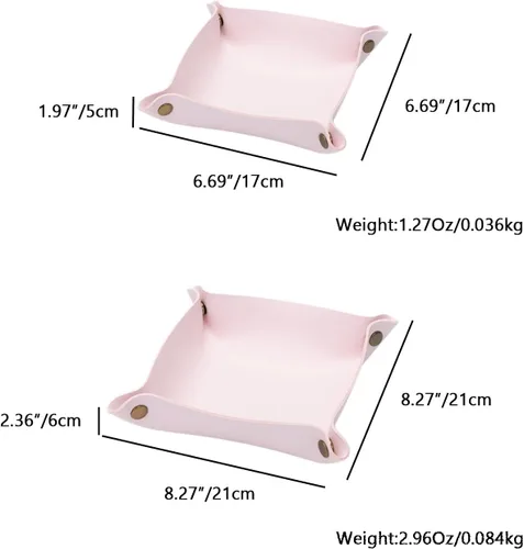 Vista 2 de Bandeja de almacenamiento de lona de algodón, organizador elegante para objetos pequeños, diseño ligero (rosa, pequeño)