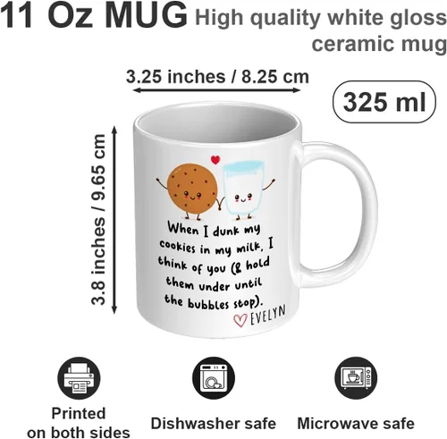 Vista 8 de When I Dunk My Cookies In My Milk I Think Of You - Novelty Coffee Mug White and Many Cute Colors - Funny Gift for Birthday Christmas Thanksgiving