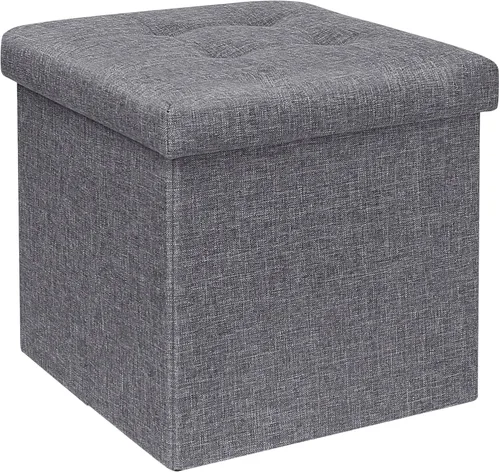 Vista 8 de B FSOBEIIALEO Cubo otomano de almacenamiento, baúl de almacenamiento, reposapiés plegable para sala de estar, 12.6 x 12.6 x 12.6 pulgadas