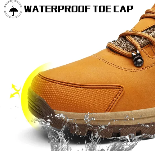 Vista 6 de BEOAPT Botas de senderismo de invierno para hombres y mujeres cálidas y resistentes al agua antideslizantes con forro suave color negro