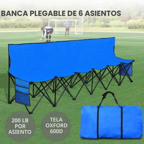 Vista 5 de Yaheetech Silla plegable portátil de 6 asientos con respaldo para actividades al aire libre, deporte, camping, playa, ahorro de espacio, ligera