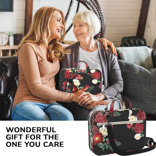 Vista 11 de DEHITE Bible Cover Case for Women – Floral Black Bible Bag Carrying Case – Messenger Bag