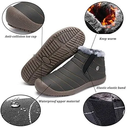 Vista 4 de Eagsouni Botas de nieve para hombre y mujer, zapatos de invierno, antideslizantes, resistentes al agua, totalmente forradas de piel, para exteriores