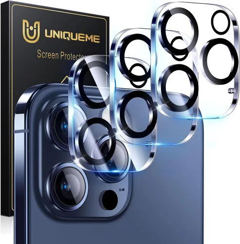 Vista 15 de UniqueMe para Paquete de 3 Protectores de Lente de Cámara para iPhone 15 Pro/iPhone 15 Pro Max, [Protección contra Caídas] [Compatible con Fundas]