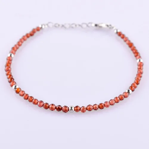 Vista 2 de Pulsera delicada de microcuentas de piedras preciosas naturales para mujer, joyería hecha a mano, cristales curativos de chakras, cadena de plata