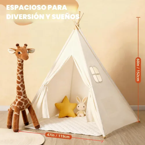Vista 2 de Tienda de campaña tipi para niños, tiendas de campaña para niños y niñas, casa de juegos de regalos para juegos en interiores y exteriores, casa