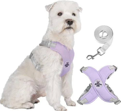 Vista 12 de FEimaX Arnés para perro con marco en X para mascotas, sin tirones, juego de correa, ajustable, reflectante, sin estrangulamiento, para cachorros