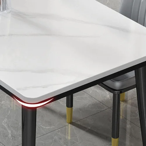 Vista 4 de Mesa de mármol, mesa de comedor con forma rectangular estándar industrial, mesa de comedor con parte superior de piedra sinterizada para cocina
