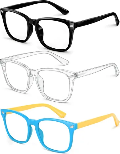 Vista 22 de Gafas de luz azul para niños y niñas, paquete de 2 lentes de luz azul para adolescentes y niños, anteojos falsos, anteojos para niños pequeños, de 6