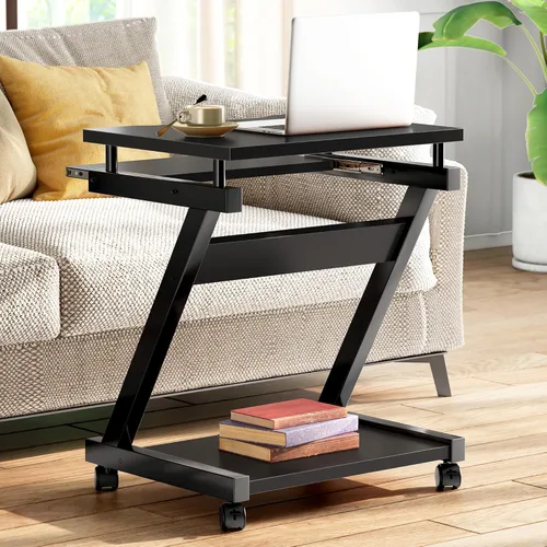 Vista 2 de sogesfurniture Escritorio para computadora móvil con bandeja extraíble para Negro