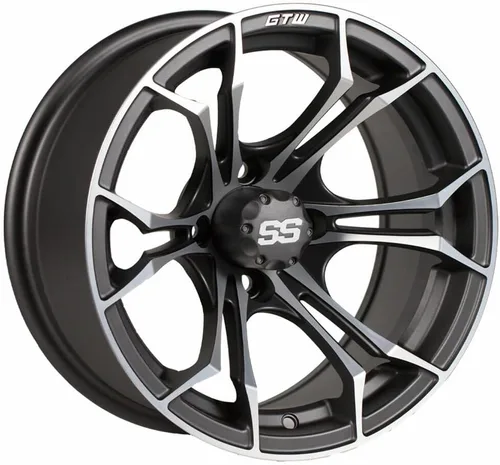 Vista 24 de GTW Spyder - Rueda de aluminio para carrito de golf de 12 pulgadas 12x7 4-4 pernos desplazamiento de 3:4 (azul/negro)