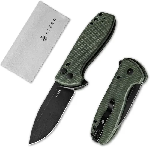Vista 10 de Kizer Amicus Cuchillo de bolsillo pequeño, 2.95 pulgadas 9Cr18MoV hoja de acero, mango negro G10 plegable EDC cuchillo L3002A1