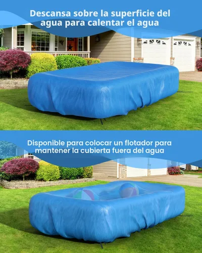 Vista 8 de Cubierta inflable rectangular para piscina de 120 x 72 pulgadas, 130 x 72