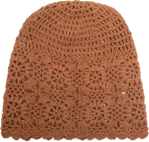 Vista 4 de ZLYC Gorro holgado de algodón para mujer hecho a mano con corte de calavera floral de verano