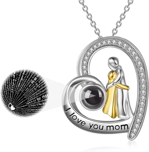 Vista 17 de Joyería de plata esterlina 925 para mujer, collar con pendiente de flor y corazón de cristal, para cumpleaños, regalos para mamá, abuela, esposa 01