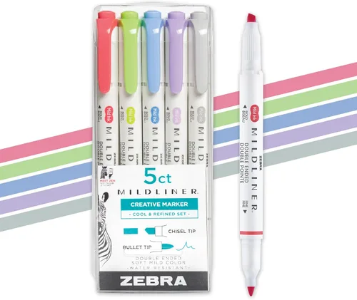 Vista 12 de Zebra Pen Mildliner - Resaltadores de doble punta, puntas anchas y finas, ideales para resaltar la Biblia, sin sangrado, suministros escolares