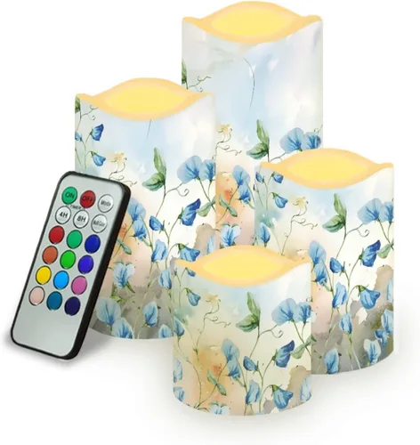 Vista 10 de Ystardream Velas sin llama de hojas tropicales con control remoto que funcionan con pilas, velas LED realistas con control remoto y temporizador