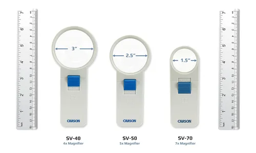 Vista 9 de Carson Lupa asférica iluminada de mano 4x iluminada LED (SV-40)