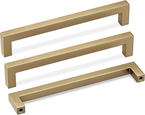 Vista 19 de Goldenwarm Paquete de 10 manijas cuadradas de bronce champán de 3 pulgadas (2.992 in) para armarios de cocina, armarios, aparadores y accesorios