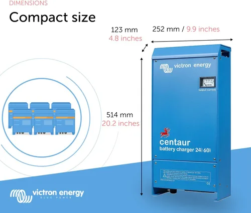 Vista 3 de Victron Energy Cargador de batería Centaur de 24 voltios y 60 amperios de 3 bancos