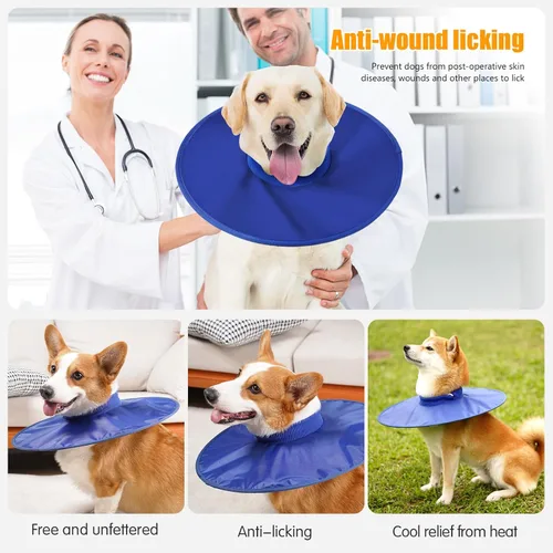 Vista 3 de Collar de recuperación para perros, collar de cono suave alternativo después de la cirugía, ajustable, transpirable, collar E para perros grandes