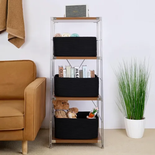 Vista 4 de MiniArk Cestas grandes de almacenamiento para estantes, organizadores de armario, para ropa, manta, toallas, guardería, caja de juguetes, cestas