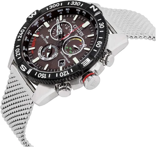 Vista 2 de Citizen Promaster Navihawk Eco-Drive Movement Reloj para hombre con esfera negra Plateado