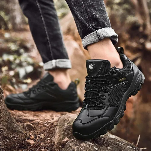 Vista 6 de Succttssful Zapatos de senderismo para hombre, impermeables, ligeros, para exteriores, de caña baja, para senderismo, entrenamiento, montañismo
