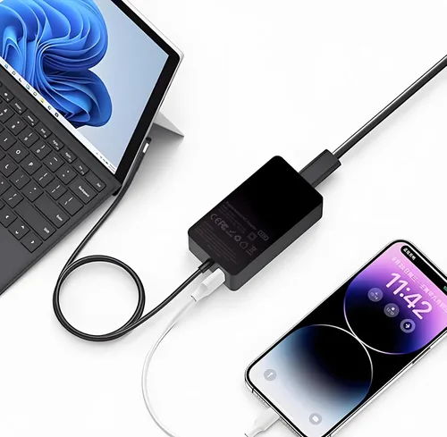 Vista 4 de Cargador de superficie de 65 W para Microsoft Surface Pro 10/9/8/7, Surface Laptop 6/5/4/3, Surface Book, Surface Go, adaptador de corriente