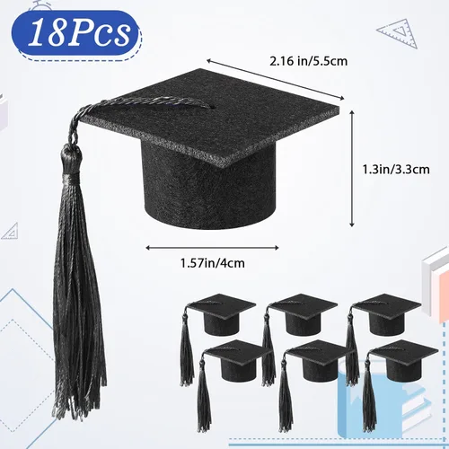Vista 2 de 18 mini gorras de graduación 2024 con borlas para botellas de vino de graduación, licenciatura, graduación, sombrero, decoración de fiesta, adornos