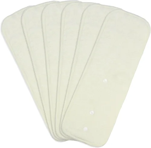 Vista 8 de Mama Koala Pañales de tela de algodón de cáñamo de 3 capas, ajustables y reutilizables para cualquier pañal de tela para bebé (paquete de 6)