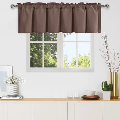 Vista 31 de DWCN Cortinas de Cenefa para Sala de Estar, Cocina, Baño/Sótano - Aqua Sólido, 1 Panel, 42 x 12 Pulgadas, Oscurecimiento de Habitación Solid Short