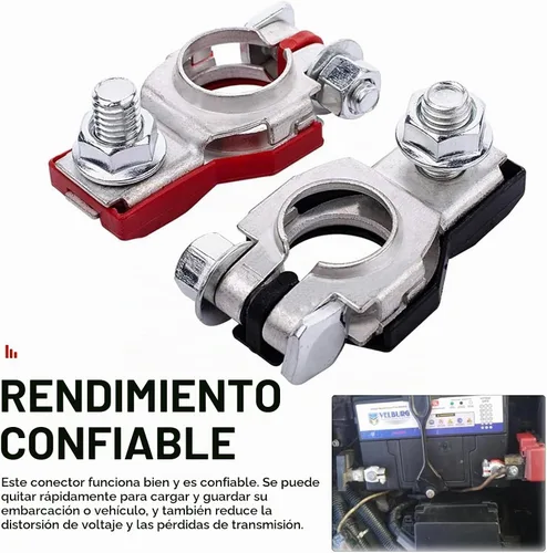 Vista 5 de 2 conectores de terminal de batería, adaptador de poste superior de terminal de batería positivo y negativo, terminales de batería con parte