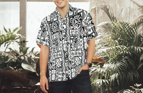 Vista 4 de HAPPY BAY Camisas casuales divertidas de playa con botones para hombre