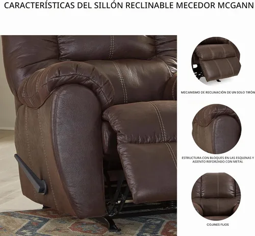 Vista 5 de Signature Design by Ashley McGann Brown Rocker - Silla reclinable, nogal