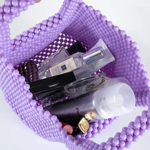 Vista 5 de YUSHINY - Bolso de mano con cuentas de acrílico de color macarón para mujer, para boda, fiesta de noche
