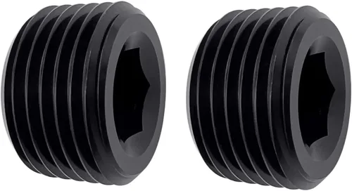 Vista 2 de Aluminio 1 "1 pulgada NPT rosca macho Allen cabeza enchufe enchufe de tubería, negro, paquete de 2
