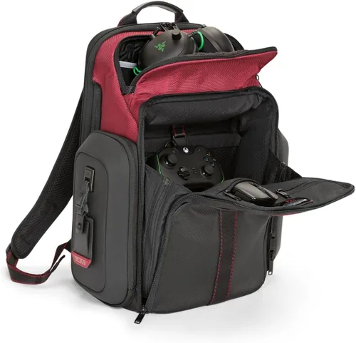 Vista 4 de TUMI - Mochila grande para portátil Alpha Bravo Esports Pro - Mochila definitiva para atletas de deportes electrónicos - Red Ombre, Rojo ombre