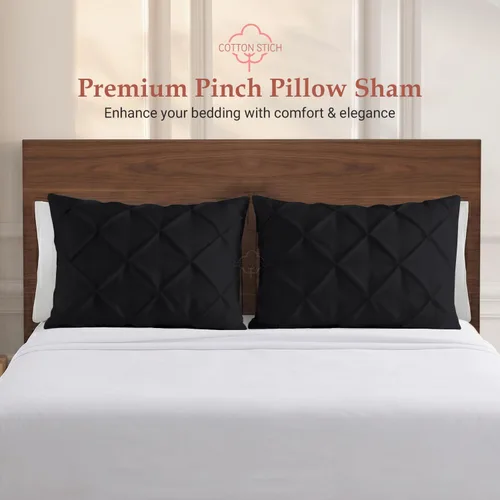 Vista 2 de COTTON STICH™ Juego de 2 fundas de almohada plisadas estándar de 20 x 26 pulgadas, algodón fresco suave y natural, fundas de almohada decorativas