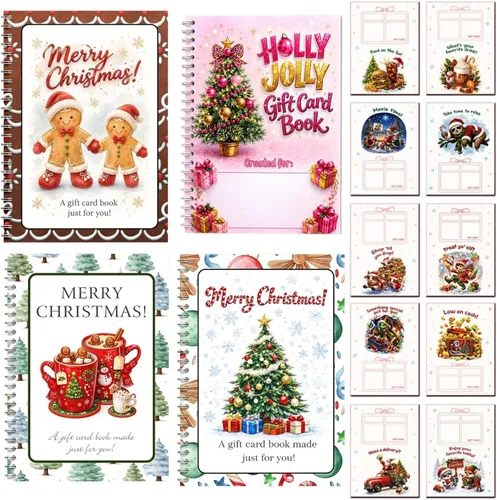 Vista 10 de Christmas Gift Card Book Spiral Bound Holder, 10 Pages，3PCS-A