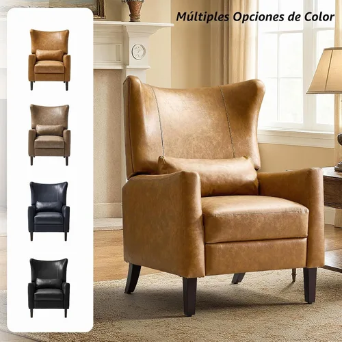 Vista 6 de HULALA HOME Silla reclinable Wingback con almohada lumbar, color camello