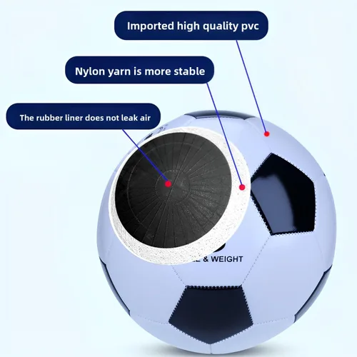Vista 3 de Balón de fútbol clásico en blanco y negro con inflador, piel sintética cosida a máquina, pelota de entrenamiento y partido duradera, tamaños 3, 4