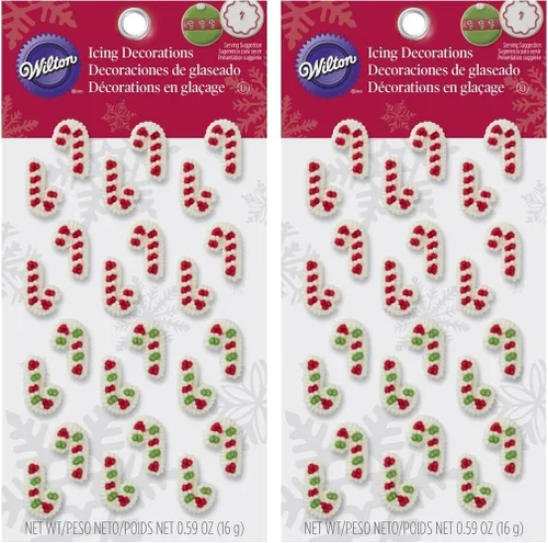 Vista 4 de Wilton - Decoraciones comestibles para cupcakes en forma de bastón de Navidad mini