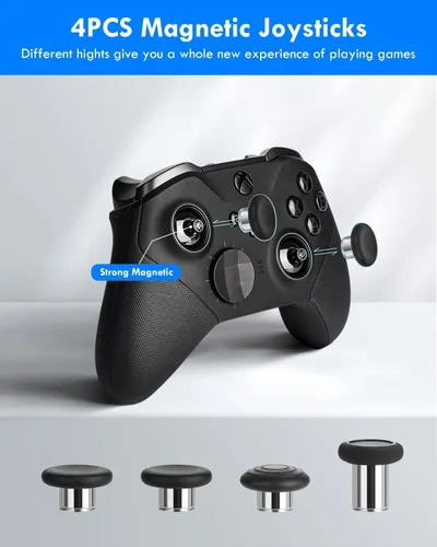 Vista 4 de Palillos de repuesto de metal y base de carga para Xbox Elite Wireless Controller Series 2 Core, AOJAKI accesorios de paletas de metal incluye 4