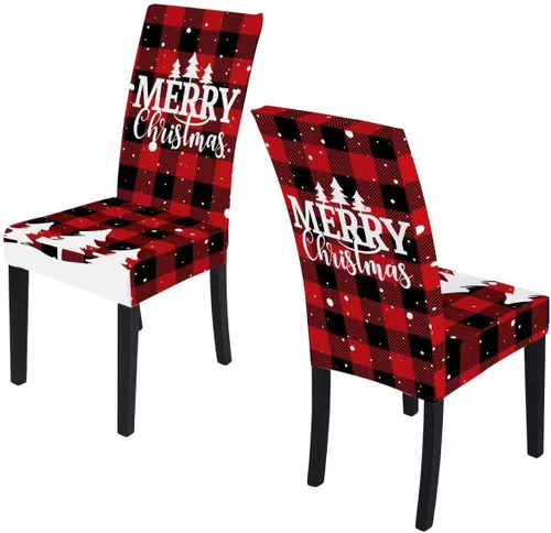Vista 9 de Fundas para sillas de Navidad, fundas elásticas para sillas, fundas protectoras lavables para comedor, ceremonia, hotel, ChrismasBell - Paquete de 2