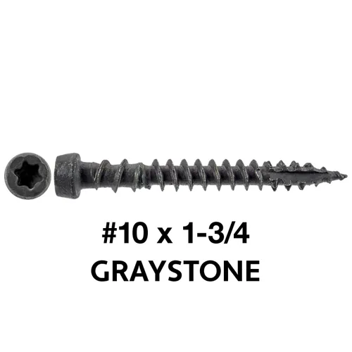 Vista 2 de #10 x 1-3/4" Graystone - Tornillo de madera recubierto exterior de madera Torx/Star Drive Head - Compatible con madera AQC (1 libra ~ 130 tornillos)